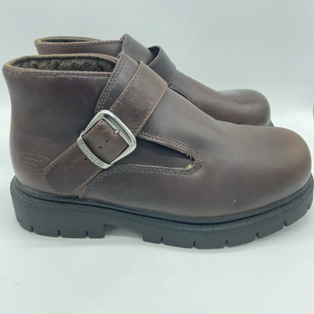 Skechers Mens 8 Boots Vintage SN6909 Chunky Platform Leather Y2K Grunge Gorpcore